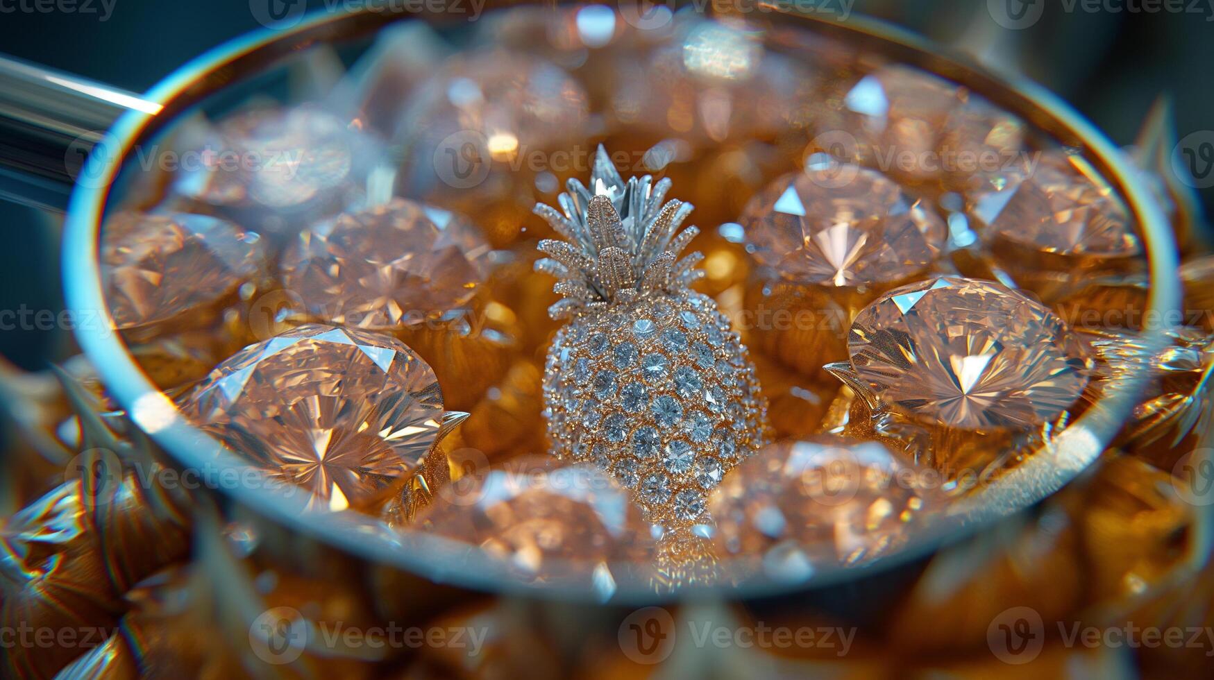 AI generated An artistic interpretation of a pineapple made entirely from diamonds photo