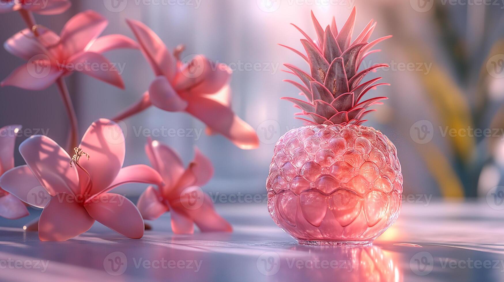 AI generated An artistic interpretation of a pineapple made entirely from diamonds photo