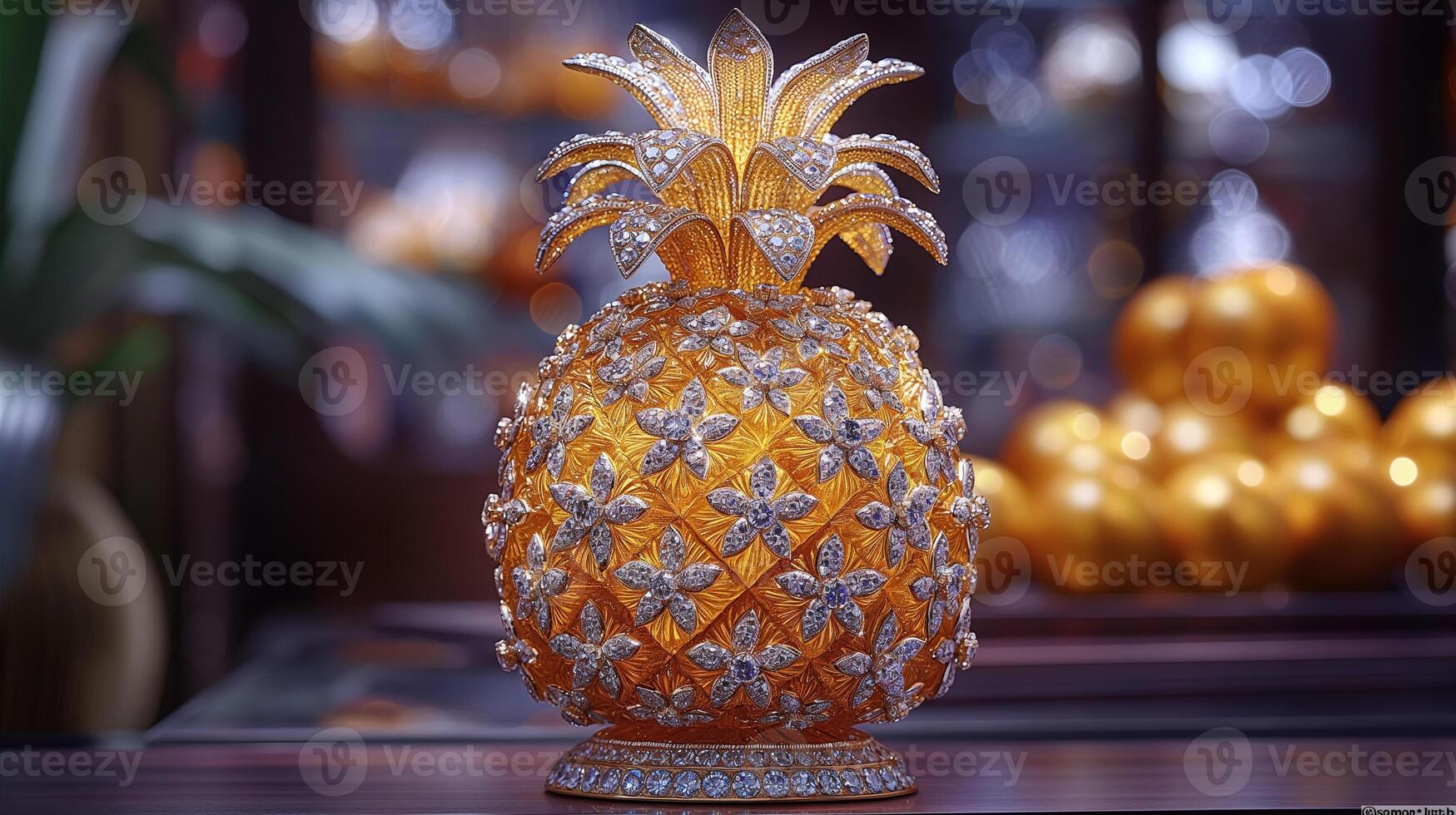 AI generated An artistic interpretation of a pineapple made entirely from diamonds photo