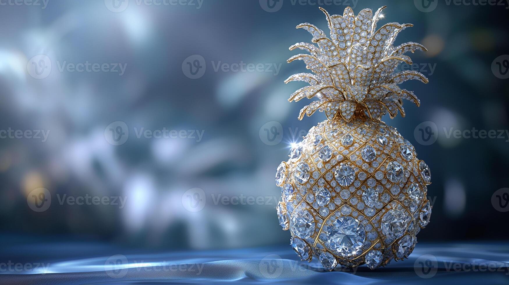 AI generated An artistic interpretation of a pineapple made entirely from diamonds photo