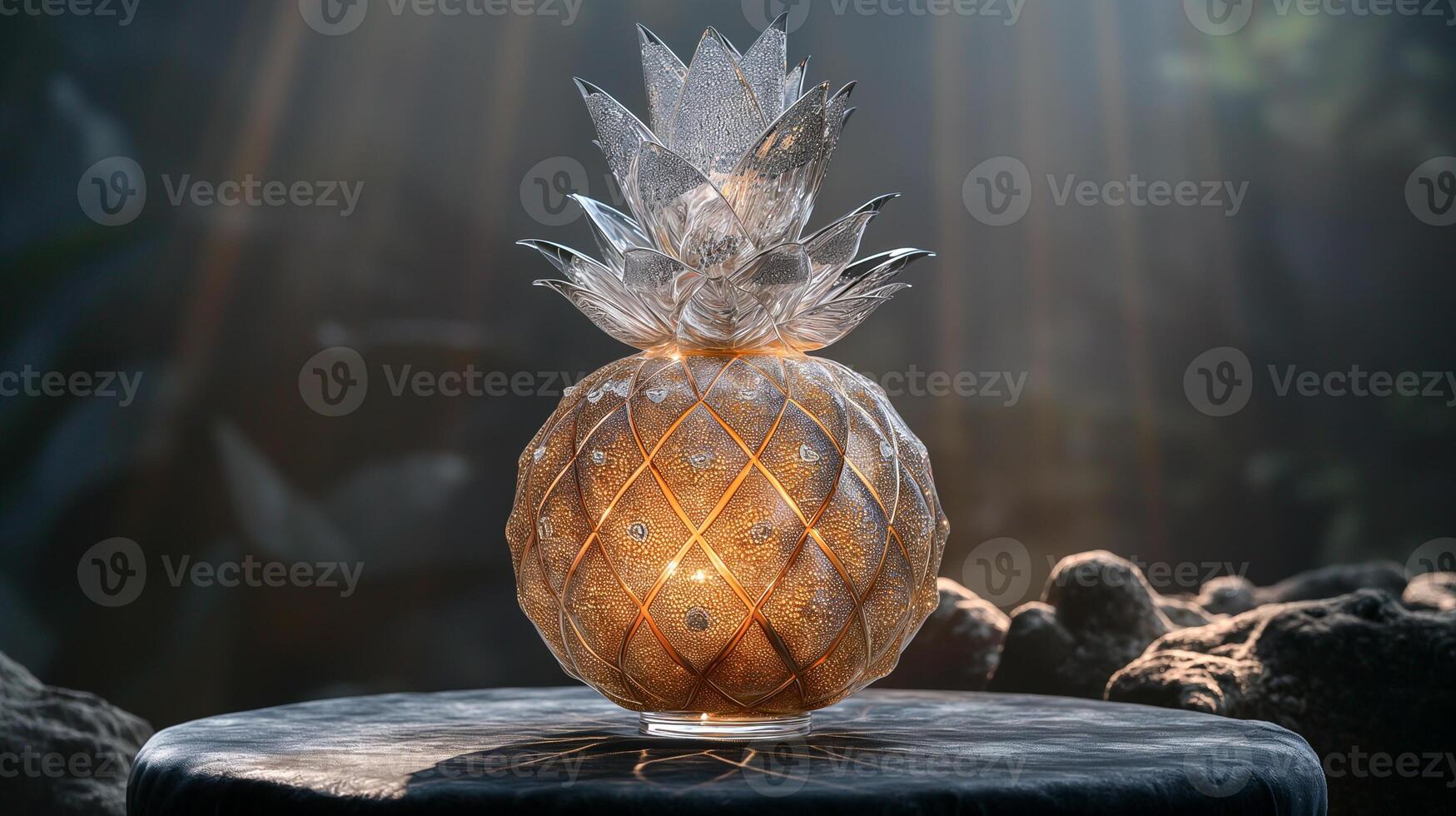 AI generated An artistic interpretation of a pineapple made entirely from diamonds photo