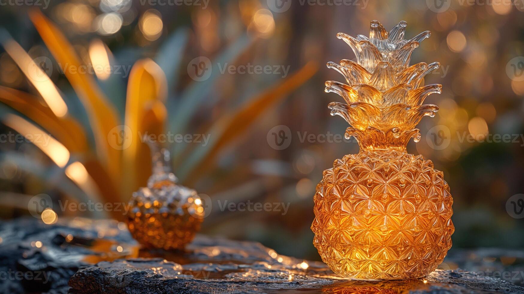 AI generated An artistic interpretation of a pineapple made entirely from diamonds photo