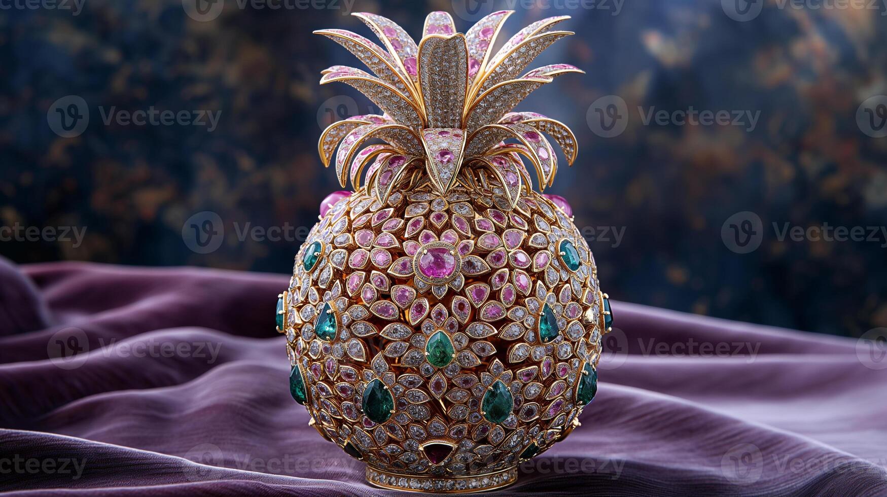 AI generated An artistic interpretation of a pineapple made entirely from diamonds photo