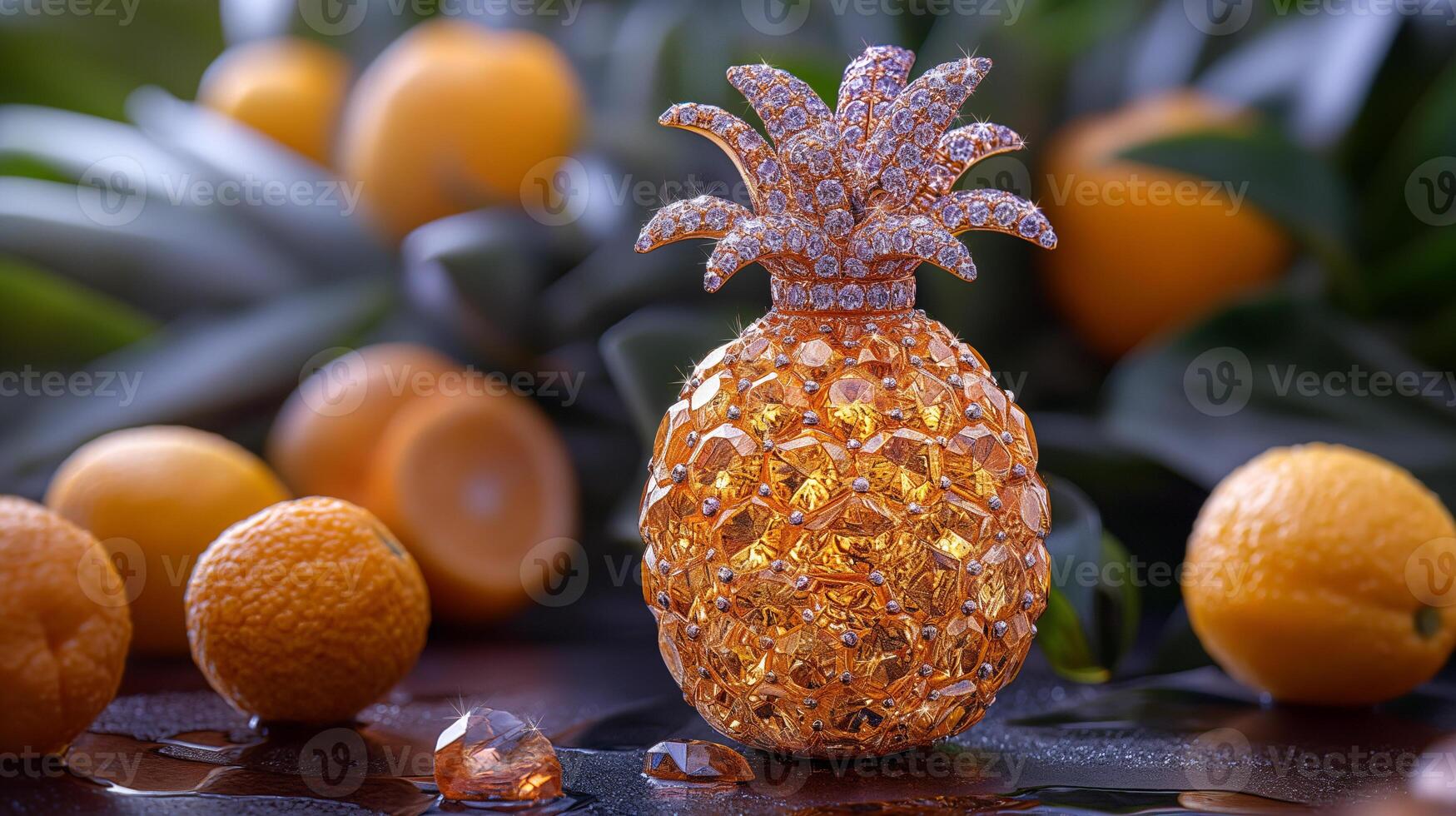 AI generated An artistic interpretation of a pineapple made entirely from diamonds photo