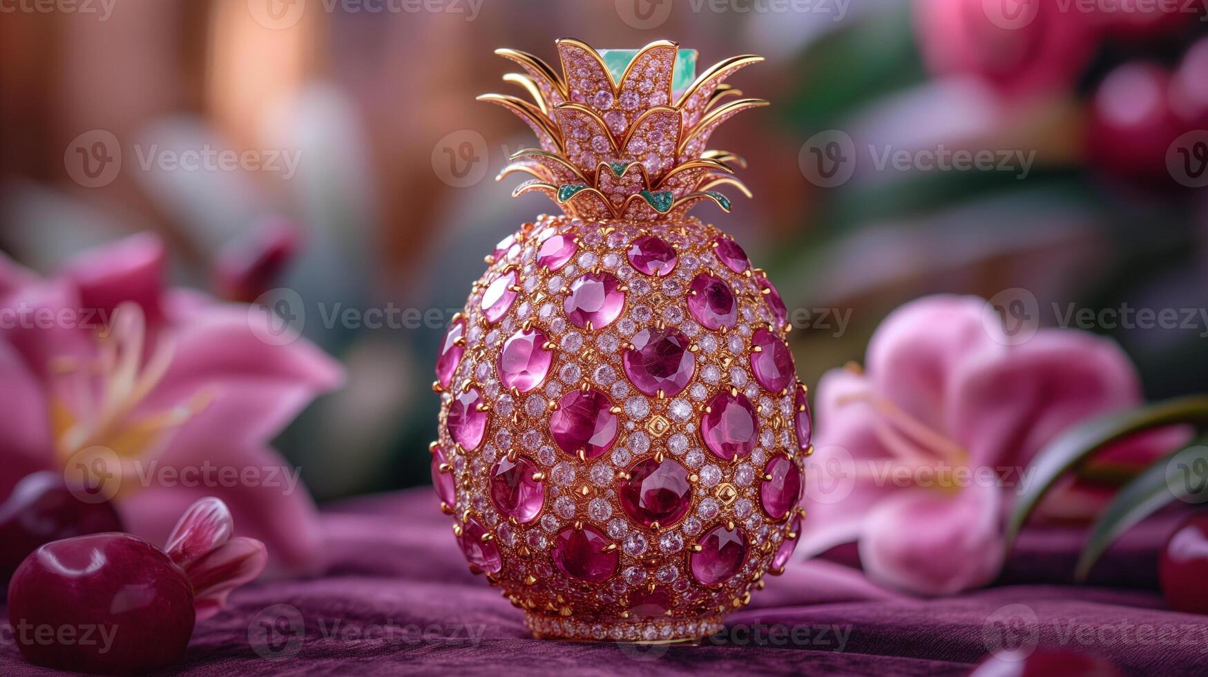 AI generated An artistic interpretation of a pineapple made entirely from diamonds photo