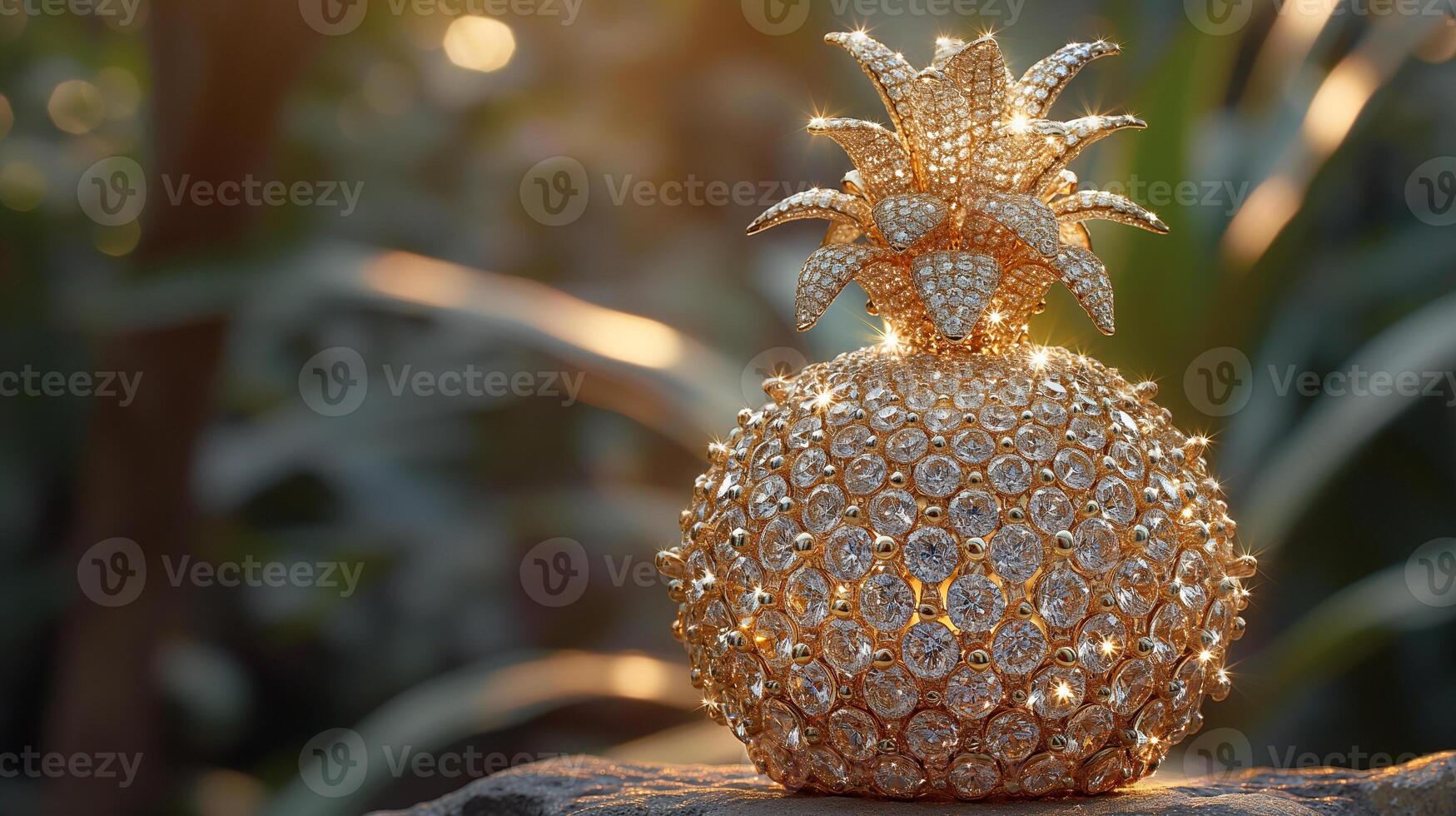 AI generated An artistic interpretation of a pineapple made entirely from diamonds photo