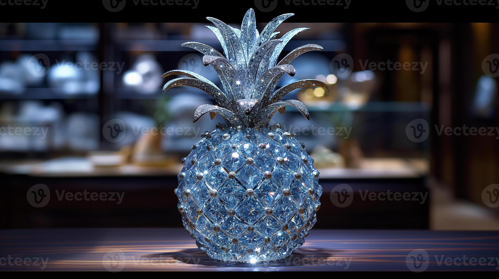 AI generated An artistic interpretation of a pineapple made entirely from diamonds photo