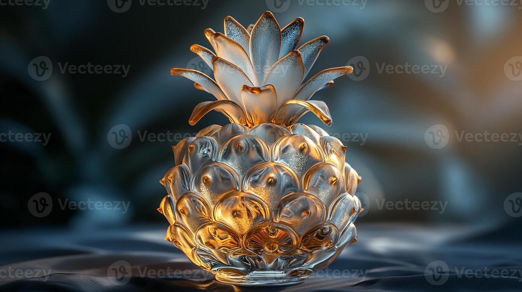 AI generated An artistic interpretation of a pineapple made entirely from diamonds photo
