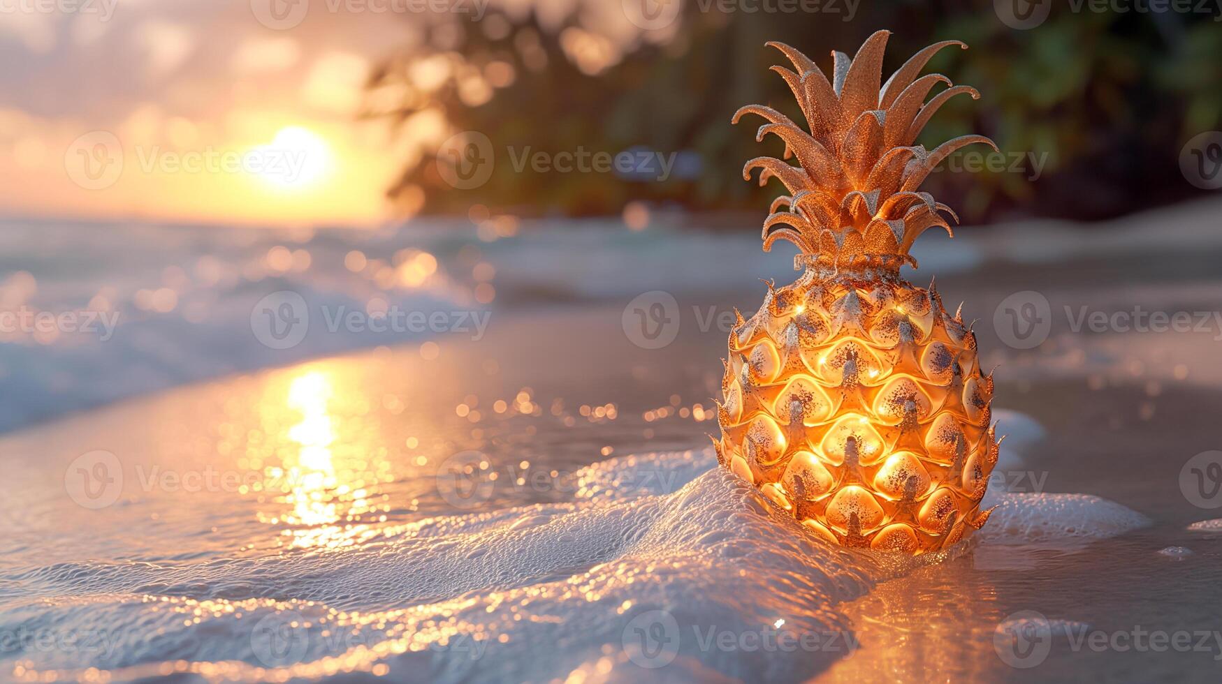 AI generated An artistic interpretation of a pineapple made entirely from diamonds photo