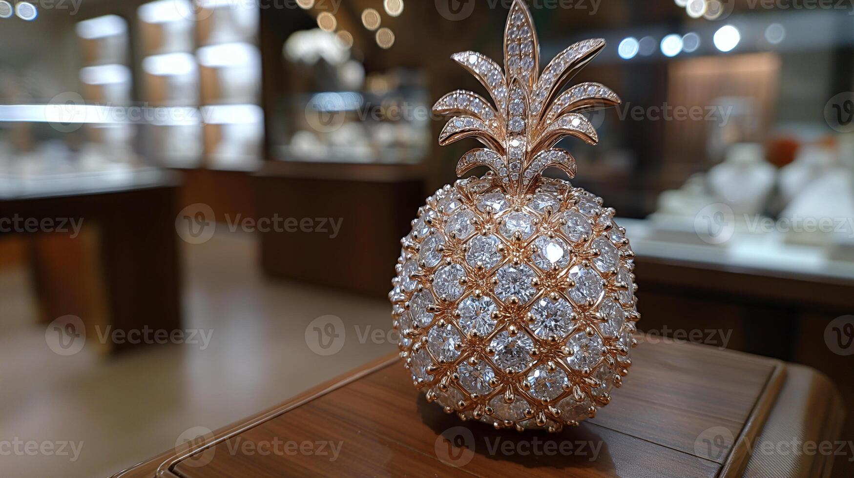 AI generated An artistic interpretation of a pineapple made entirely from diamonds photo