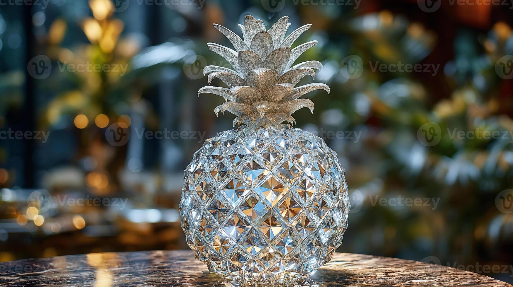 AI generated An artistic interpretation of a pineapple made entirely from diamonds photo