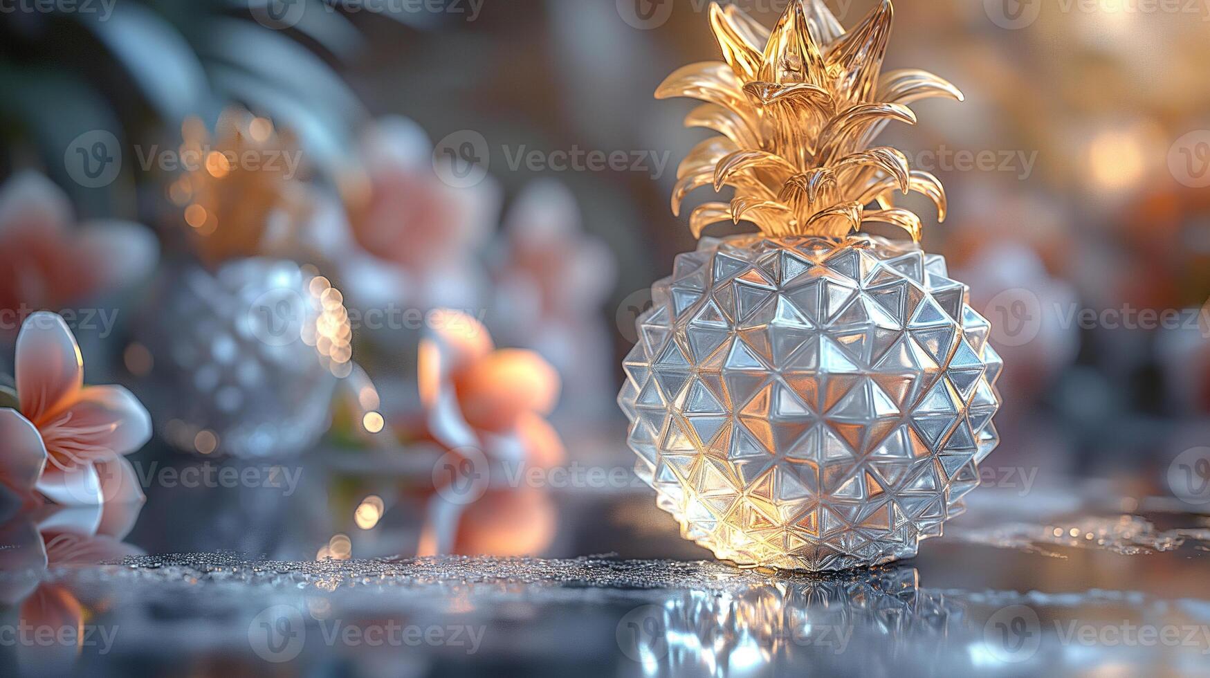 AI generated An artistic interpretation of a pineapple made entirely from diamonds photo