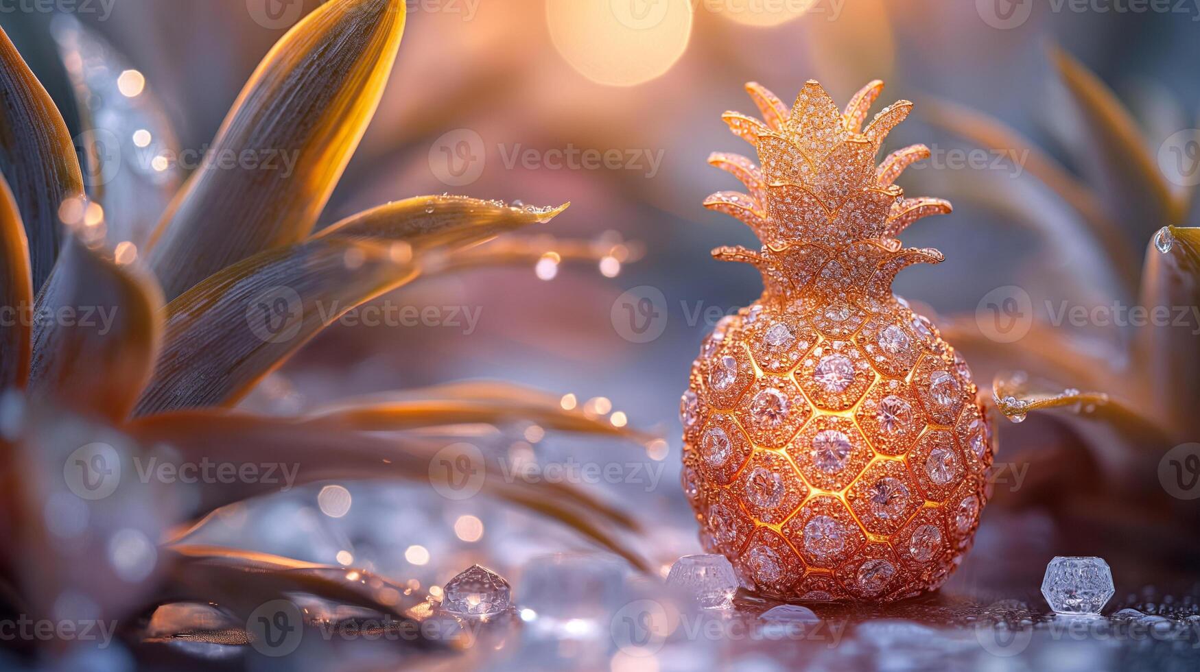 AI generated An artistic interpretation of a pineapple made entirely from diamonds photo