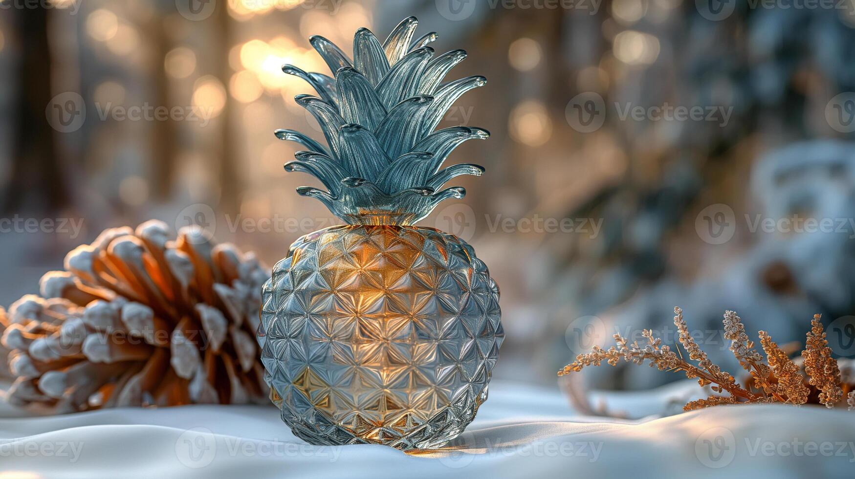 AI generated An artistic interpretation of a pineapple made entirely from diamonds photo
