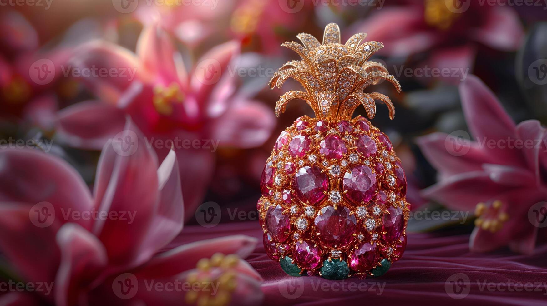 AI generated An artistic interpretation of a pineapple made entirely from diamonds photo