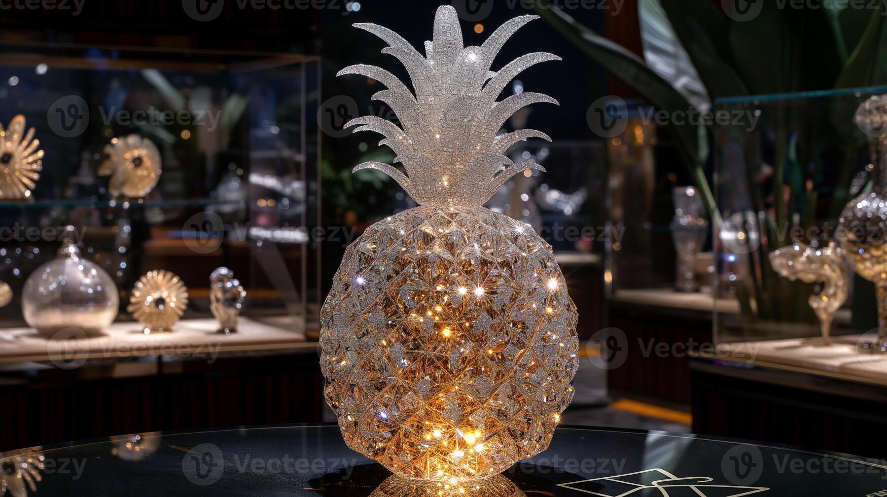 AI generated An artistic interpretation of a pineapple made entirely from diamonds photo