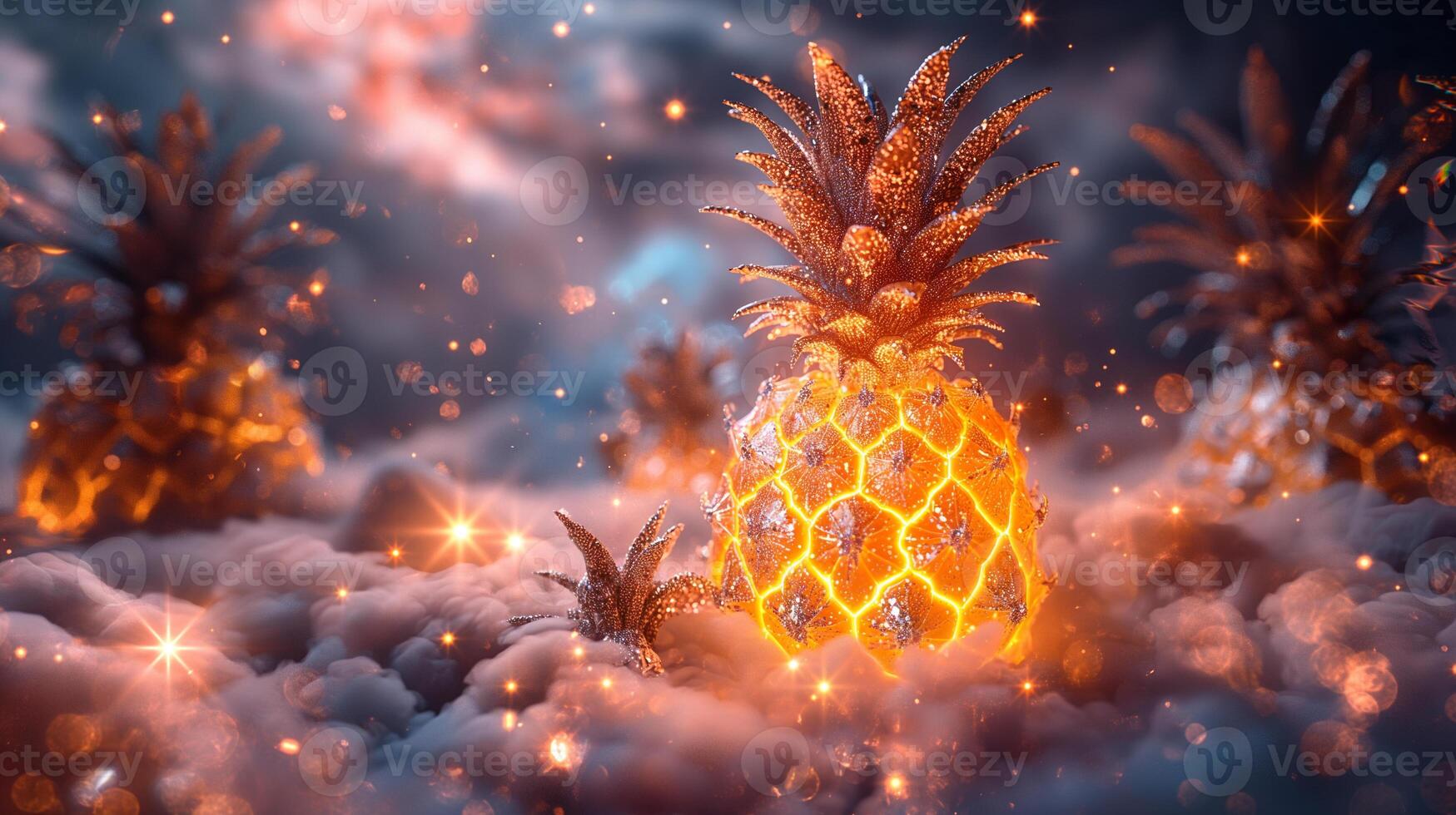AI generated An artistic interpretation of a pineapple made entirely from diamonds photo