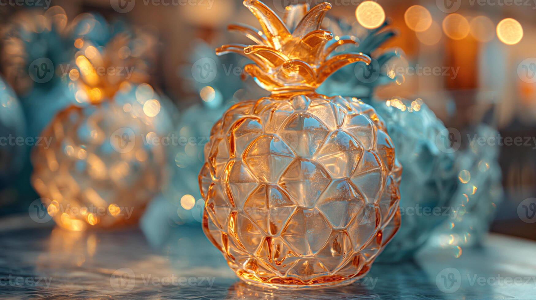 AI generated An artistic interpretation of a pineapple made entirely from diamonds photo