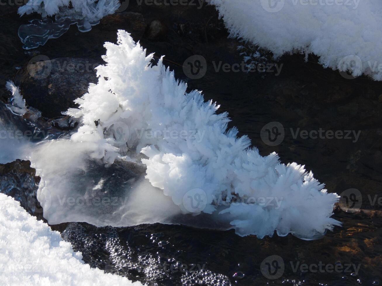 un pequeño corriente con hielo y nieve foto