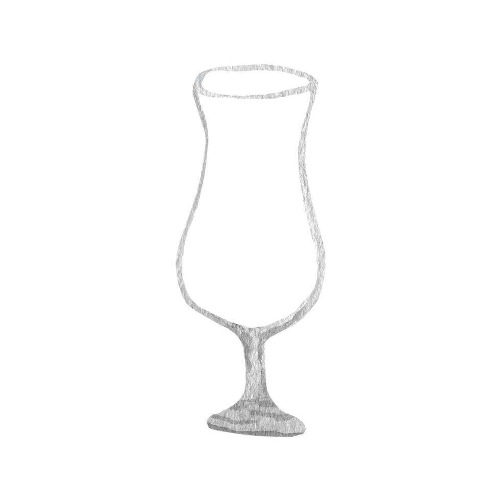 Watercolor clipart of empty glass for alcohol cocktail vector