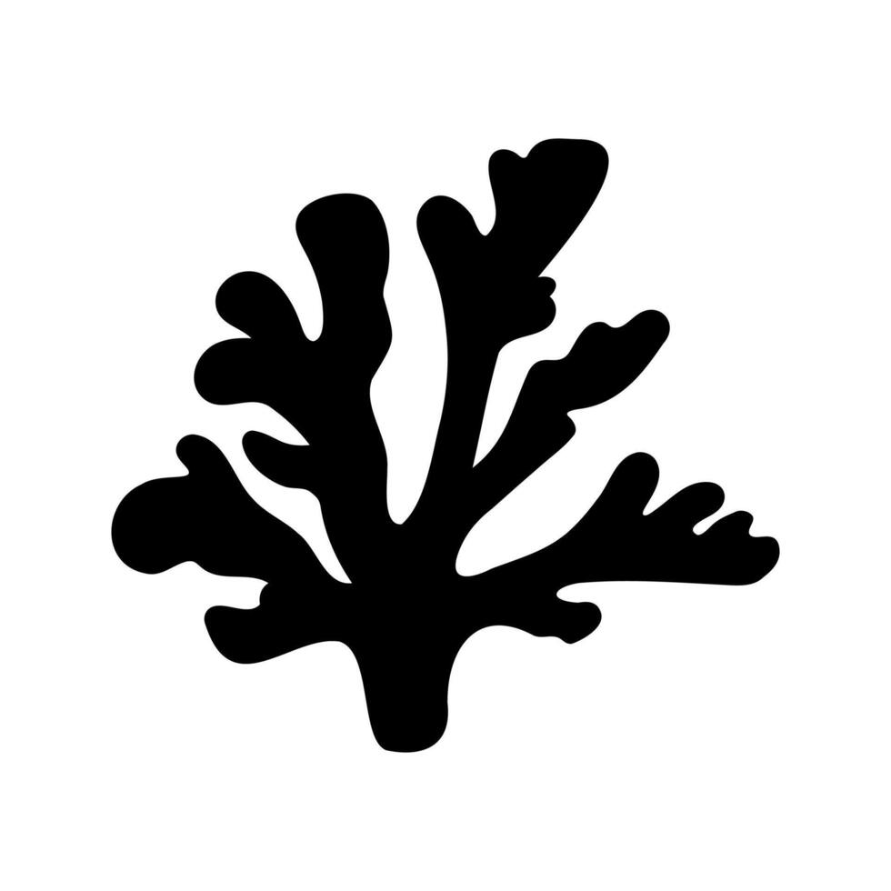 Vector single sea coral. Hand drawn doodle illustrations