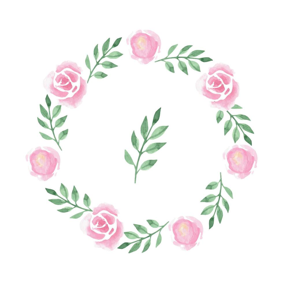 Light loose endless brush and wreath with watercolor roses vector