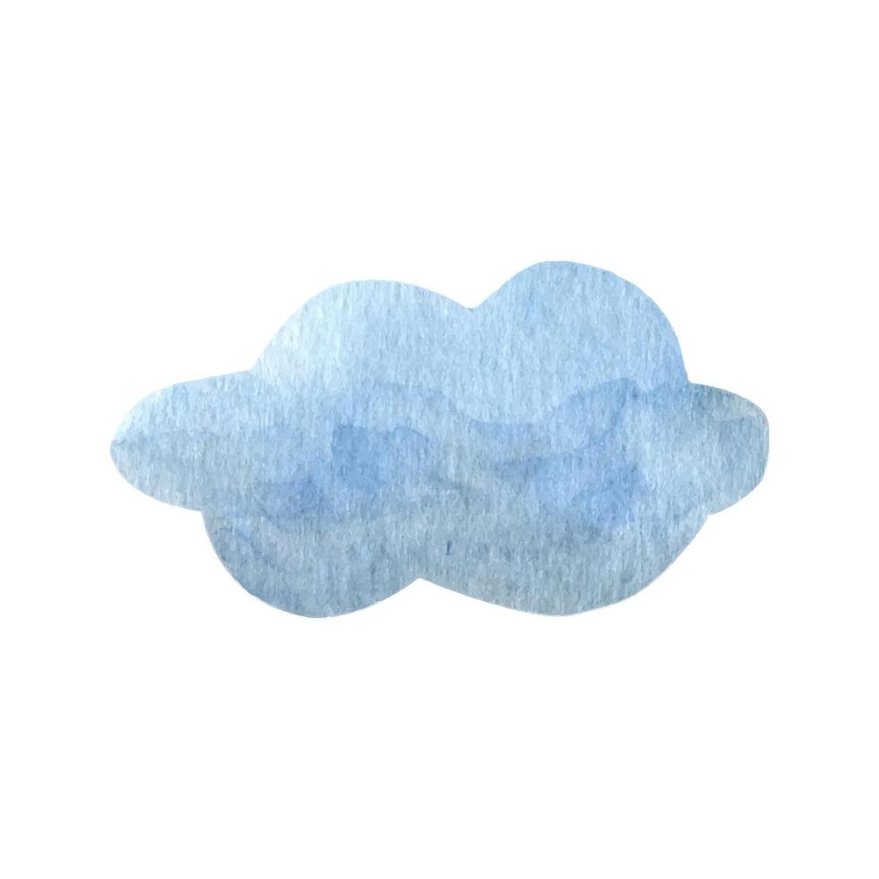 Blue cloud clipart. Hand drawn watercolor illustration vector