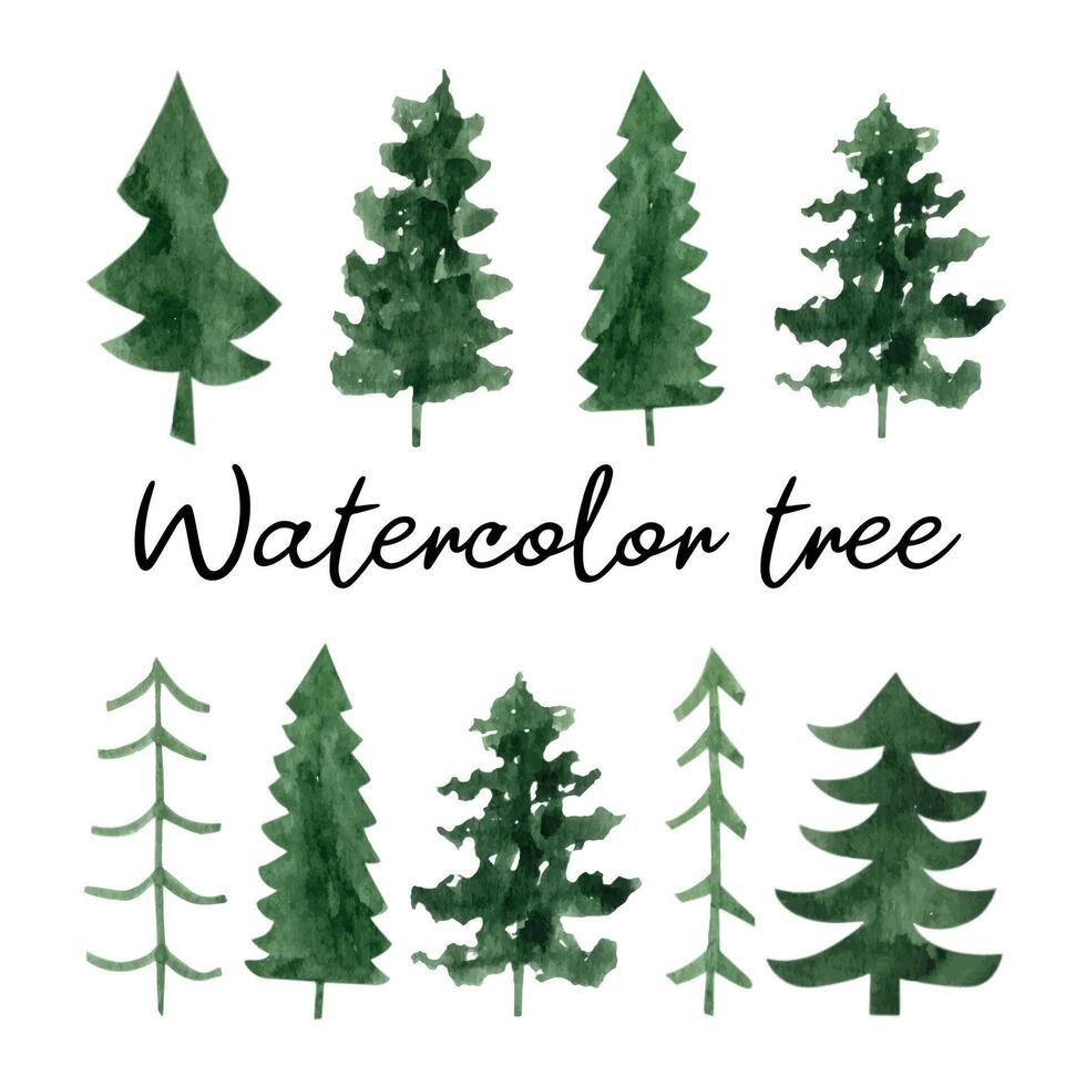 Adorable hand painted watercolor fir trees clip art vector