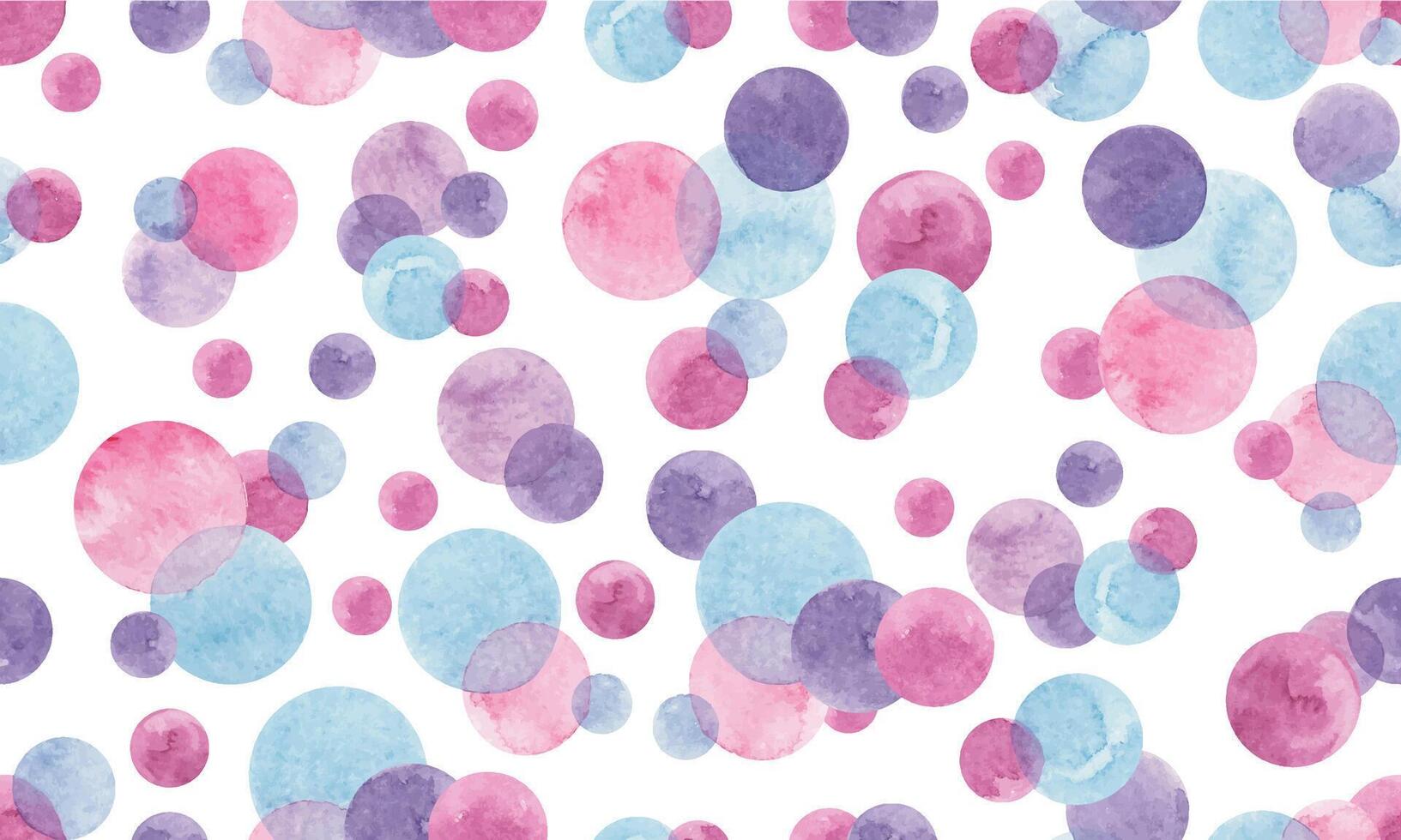 Cute hand drawn watercolor abstract circle shapes. Seamless pattern vector