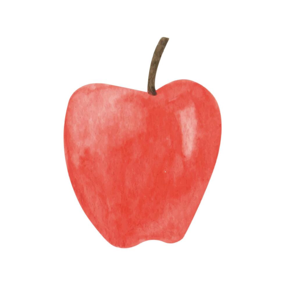 Cute autumn watercolor red apple. Seasonal fall clipart vector