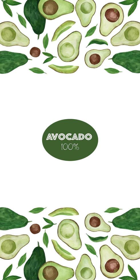 Creative layout made of watercolor avocado vector