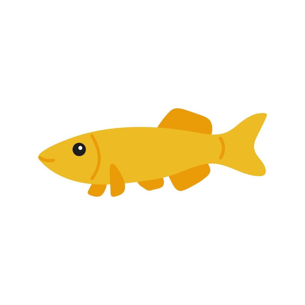 Cute tropical yellow fish. Hand drawn vector illustration for seasonal design.