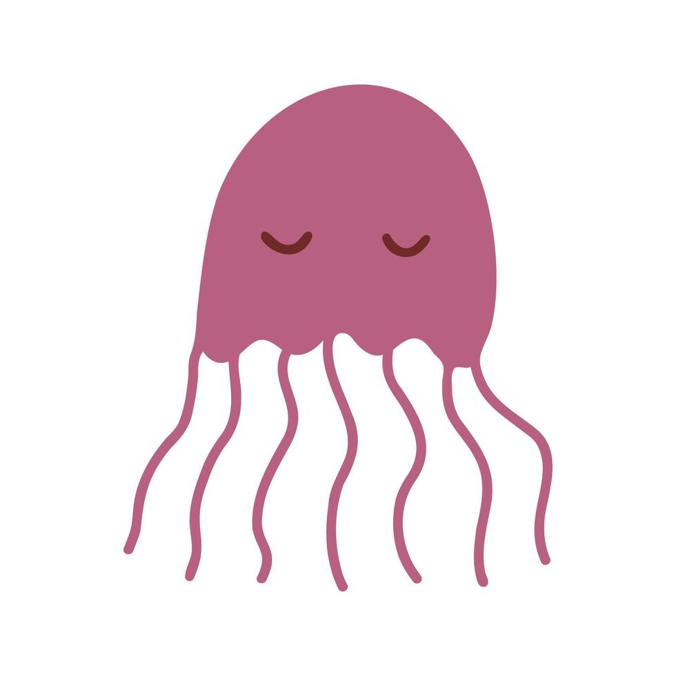 Vector pink jellyfish. Hand drawn illustration for travel design.
