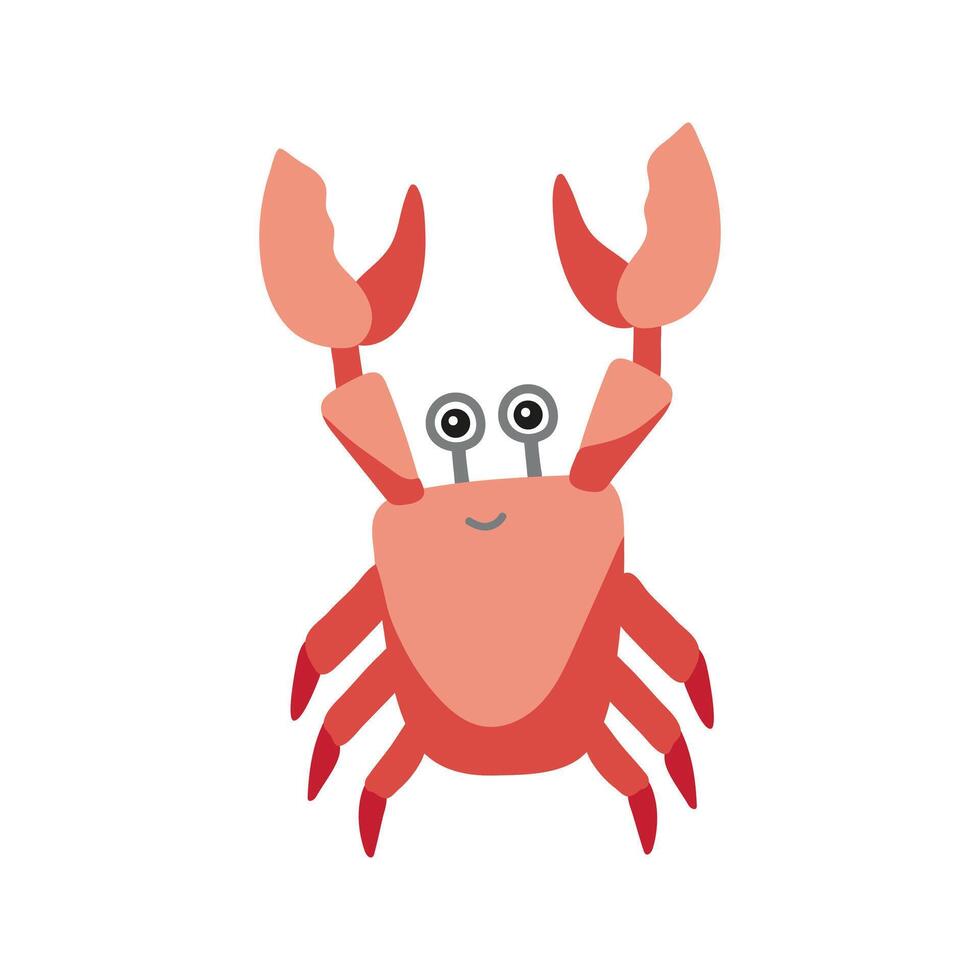 Vector red crab. Hand drawn illustration for travel design