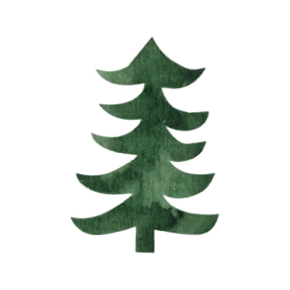 Hand drawn watercolor fir tree forest clipart vector