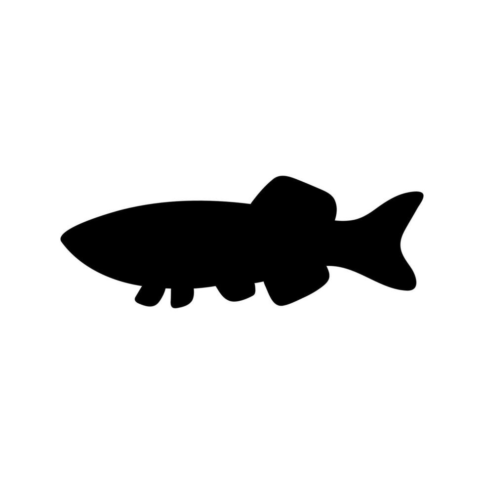 Vector single small fish silhouette. Hand drawn doodle illustrations