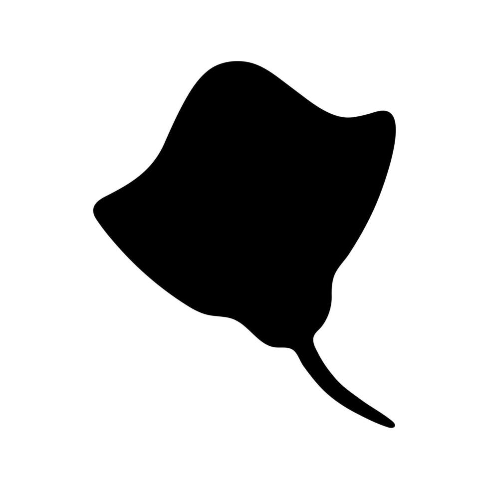 Vector single stingray fish silhouette. Hand drawn doodle illustrations