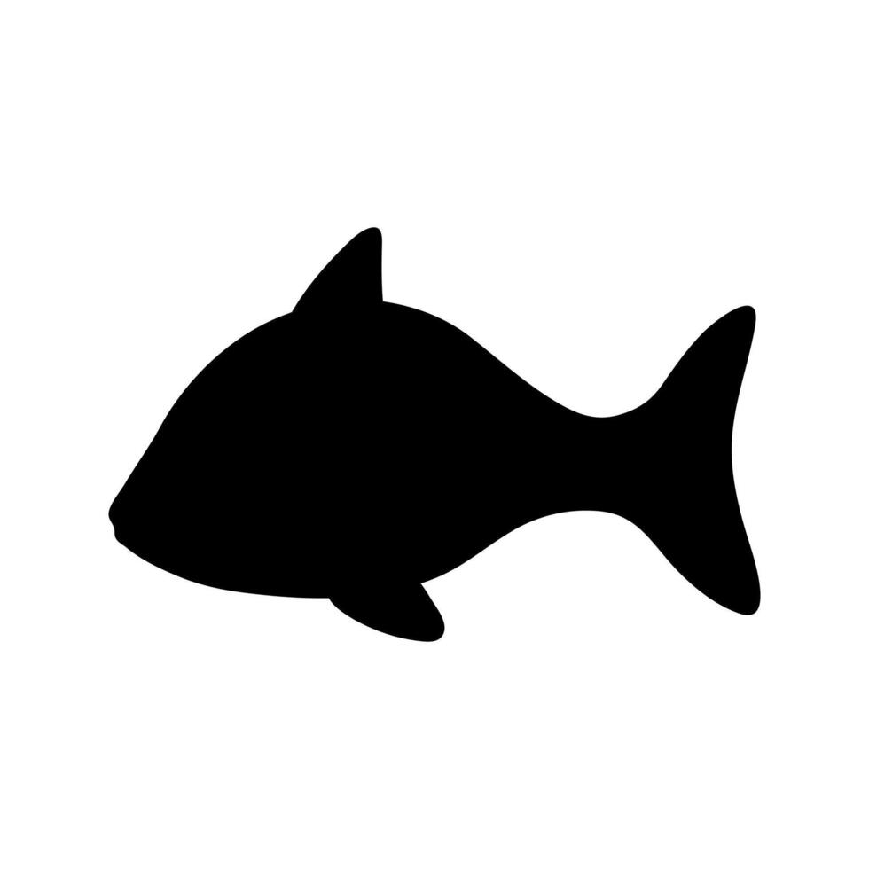 Vector single small fish silhouette. Hand drawn doodle illustrations