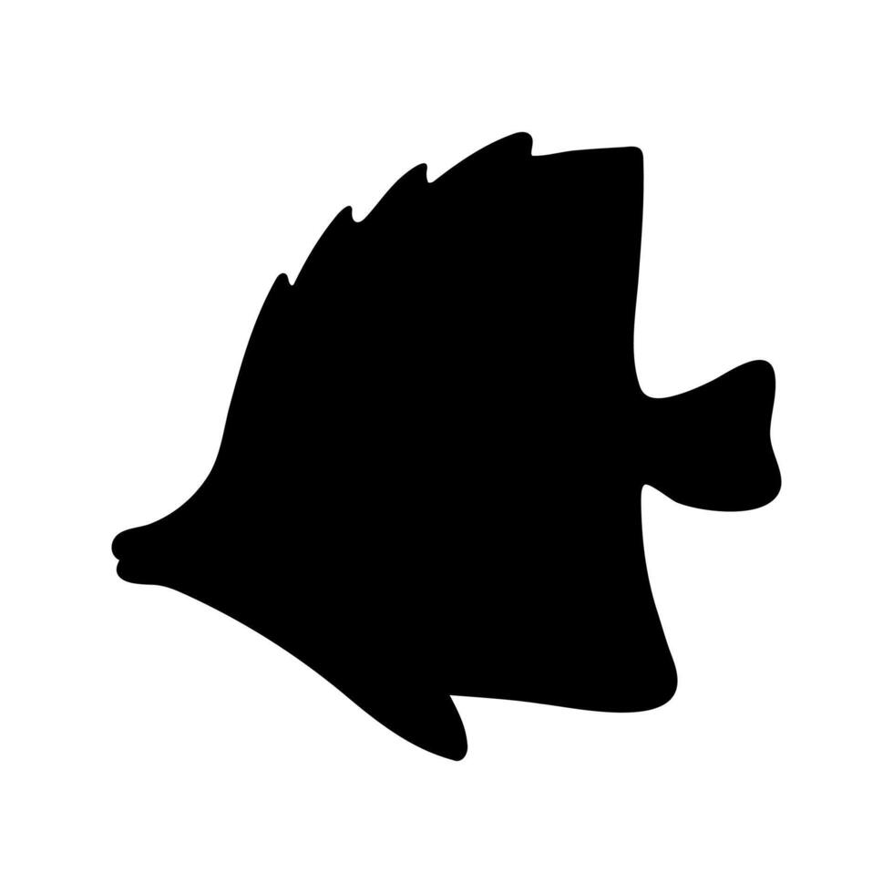 Vector single small fish silhouette. Hand drawn doodle illustrations