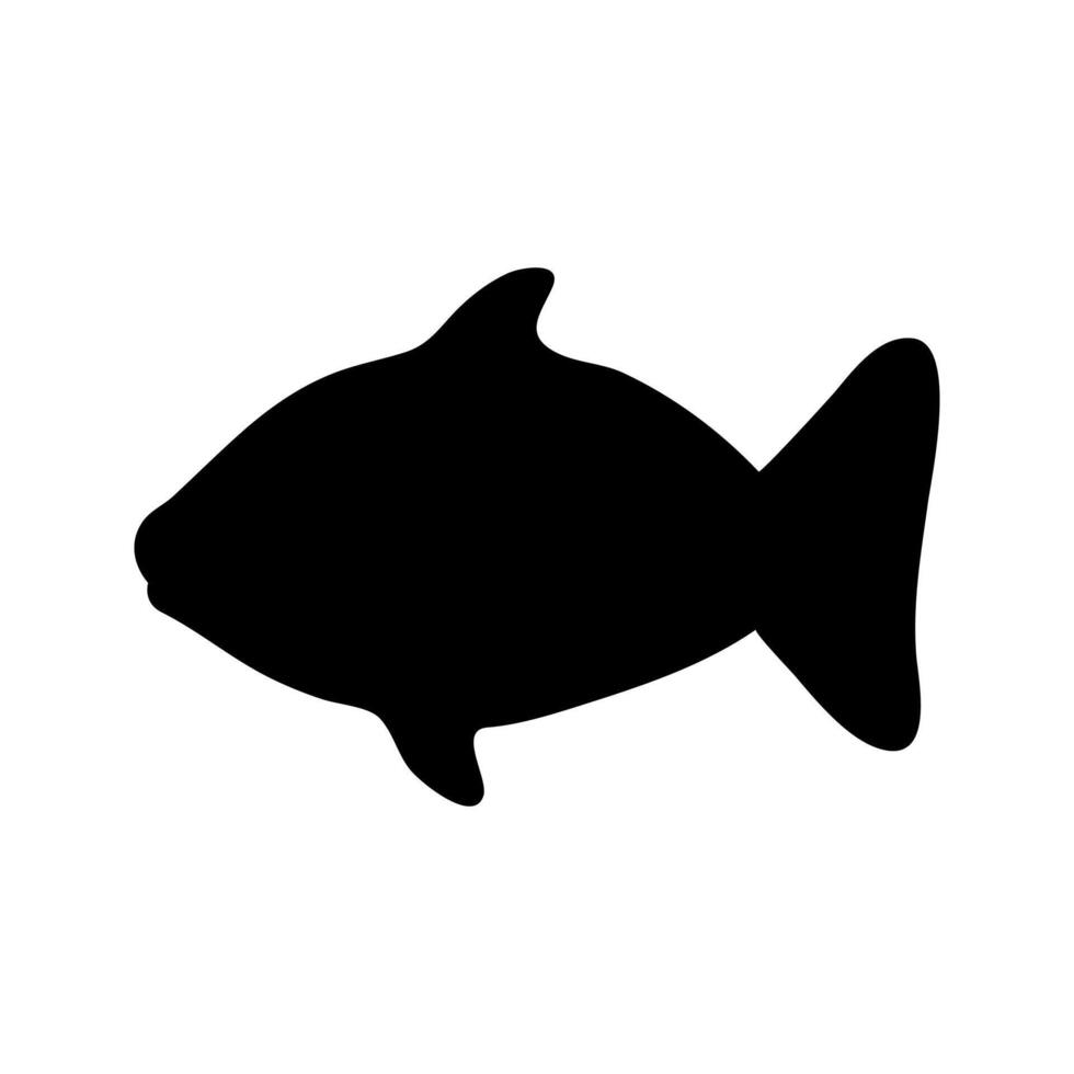 Vector single small fish silhouette. Hand drawn doodle illustrations