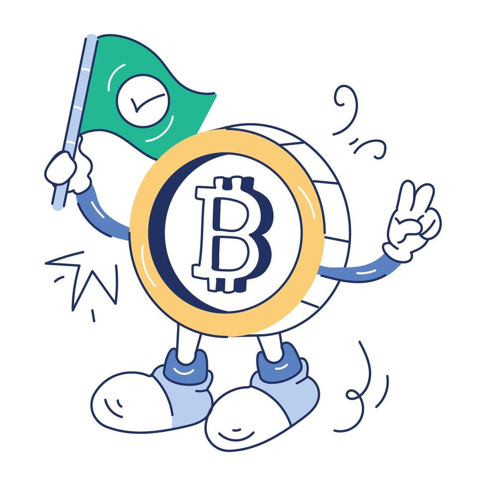 criptomoneda garabatear mini ilustración vector