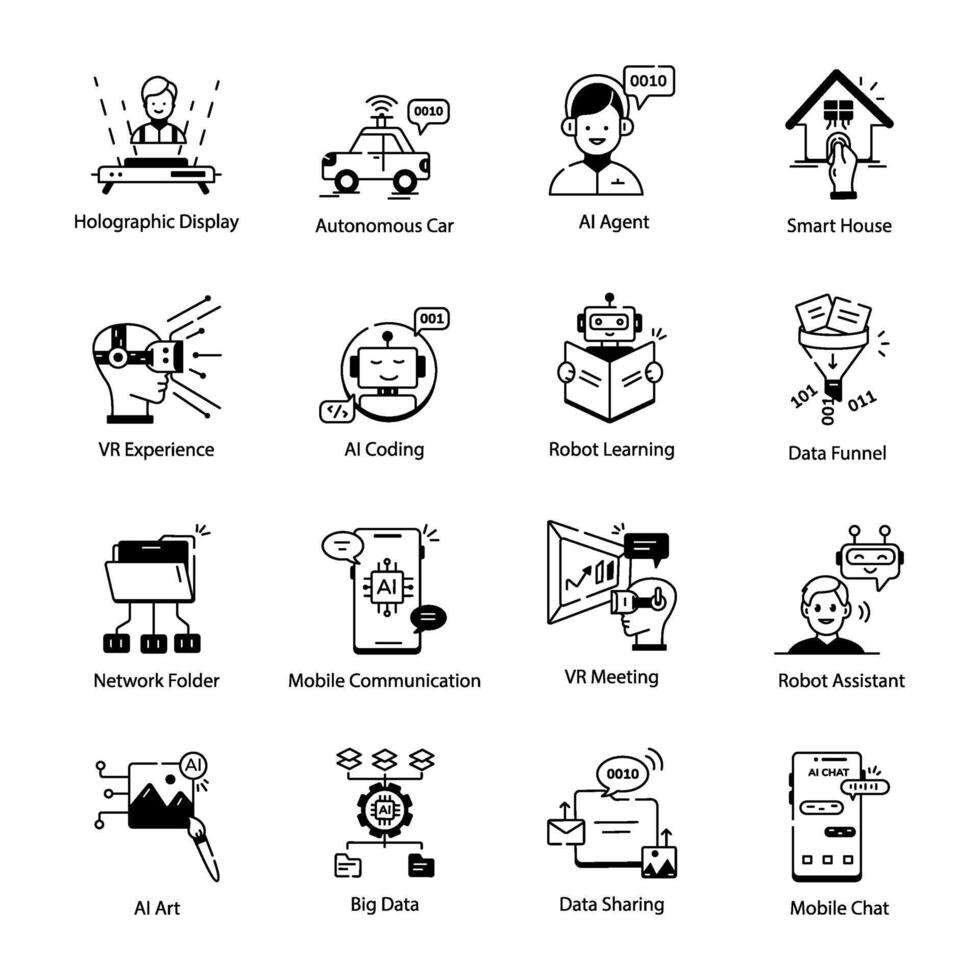 Set of Machine Learning Linear Icons vector