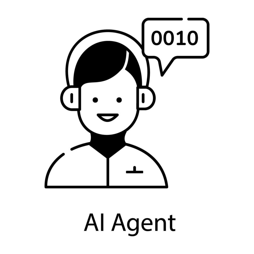 AI and VR Technology Linear Icon vector