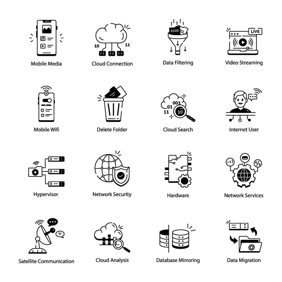 Handy Pack of Network Services Linear Icons vector