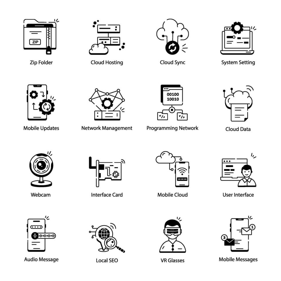 Bundle of Web and Network Services Linear Icons vector