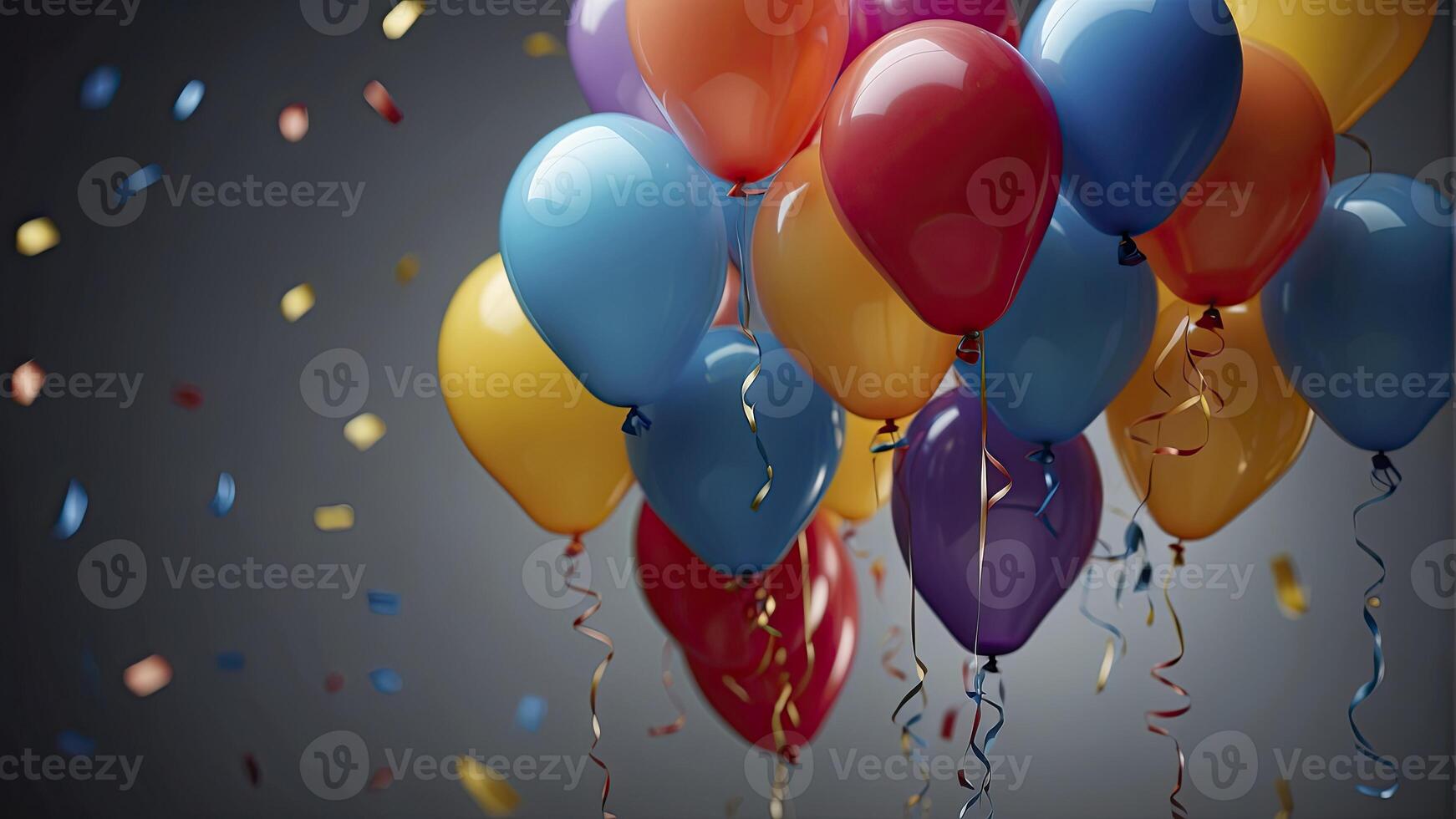 AI generated colorful balloons in the air, colorful balloons background, colored balloon wallpaper, happy background photo