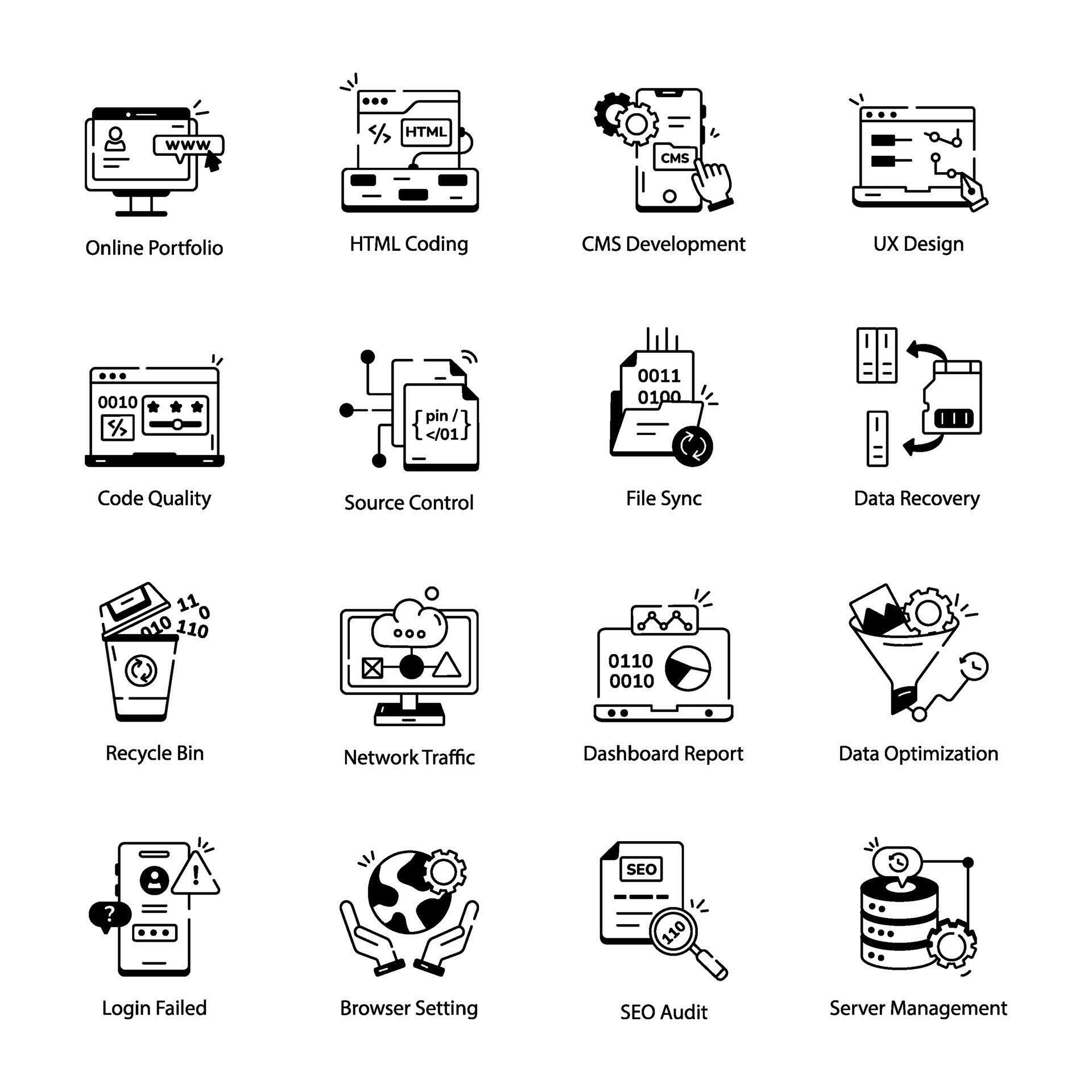 Web Coding Icon Set in Line Style 40179709 Vector Art at Vecteezy