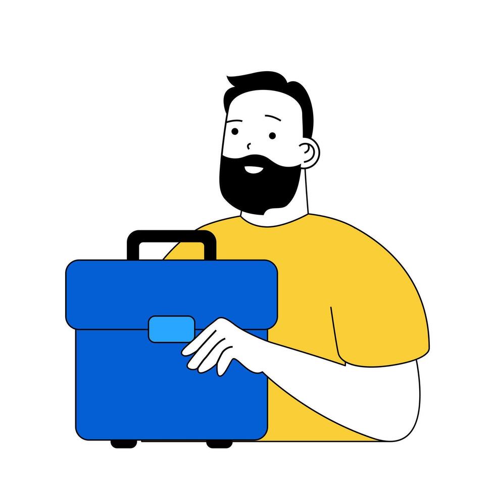 Business concept with cartoon people in flat design for web. Man makes financial investments in new startup and company development. Vector illustration for social media banner, marketing material.
