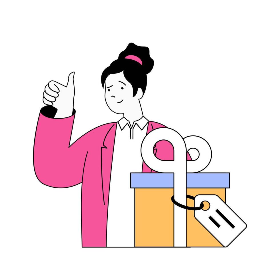 Mobile commerce concept with cartoon people in flat design for web. Vector illustration