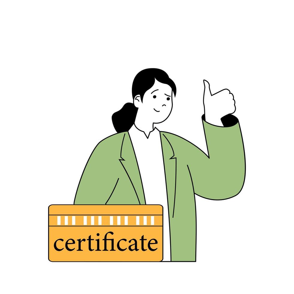 Beauty salon concept with cartoon people in flat design for web. Woman getting gift certificate with free visit to hairdresser studio. Vector illustration for social media banner, marketing material.